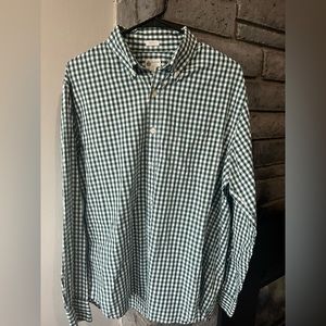 J. Crew men’s plaid casual button down shirt | size Large | green and white